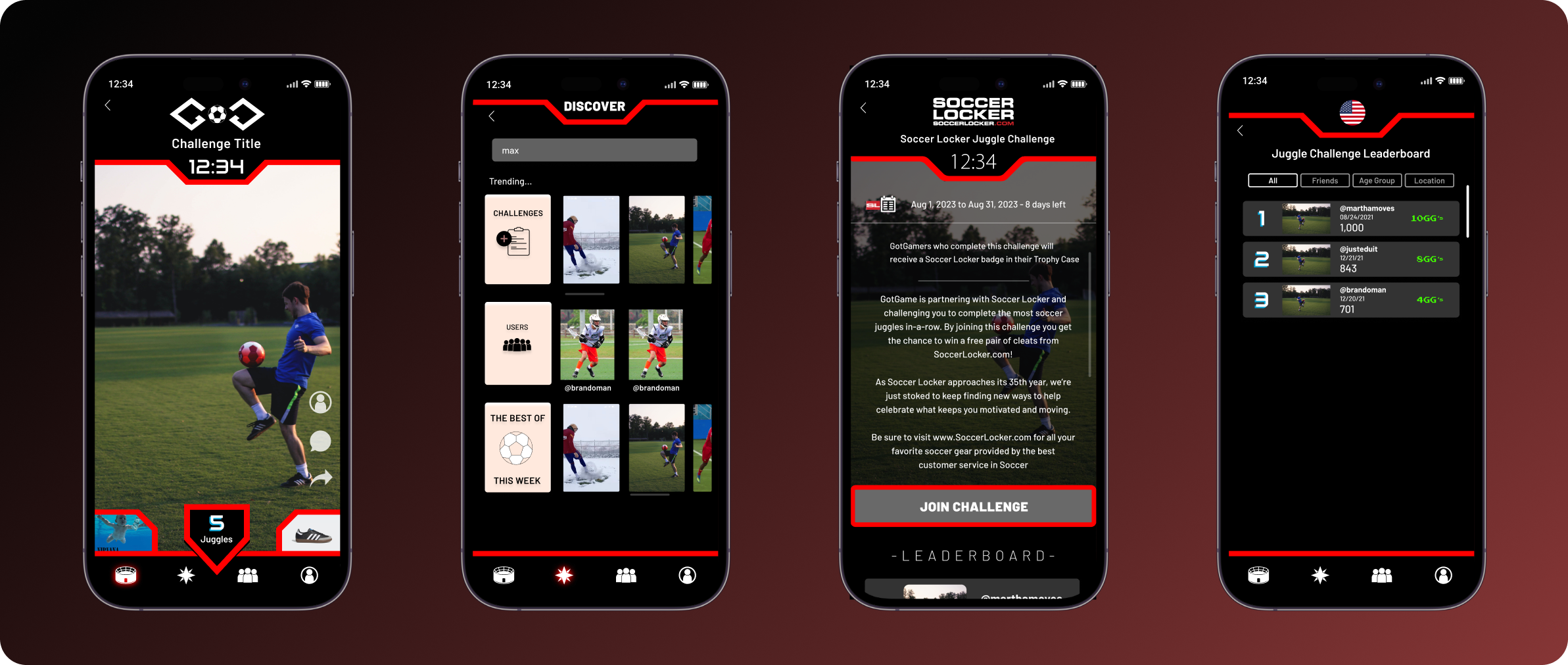 GotGame initial platform screens